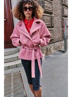 ZARA FAUX SUEDE BELTED JACKET